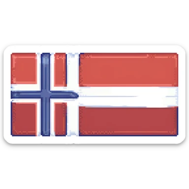 Make the flag of Norway larger, with a bold and clear rectangular shape. Emphasize the red, white, and blue colors in a minimal pixel art style, with no background. sticker
