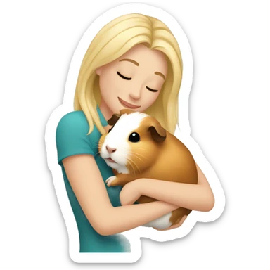 Blonde Woman hugging a guineapig sticker