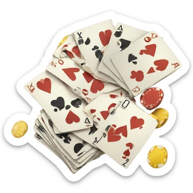 Poker table with cards and chips sticker