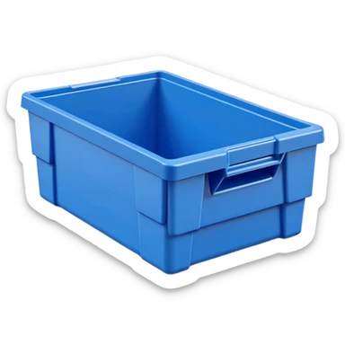 stackable plastic parts bin blue sticker
