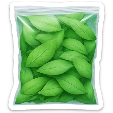 Crushed up green leaves in a ziplock bag sticker