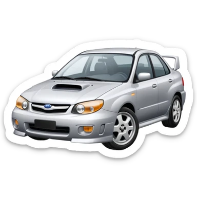 Silver 2004 impreza gd with white wheels  sticker