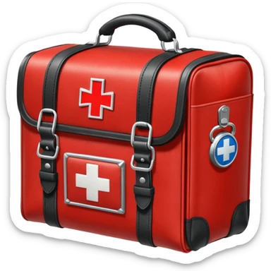 A paramedic’s emergency kit bag placed beside the ambulance door.
 sticker
