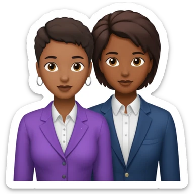 Black lesbian couple with one masculine with short hair and one feminine with long hair  sticker