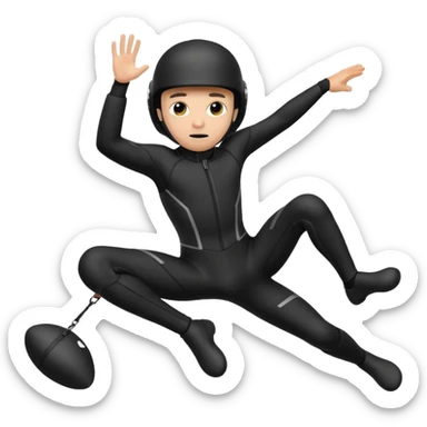 Kitermanc traje neopreno negro y casco negro, haciendo un down loop sticker