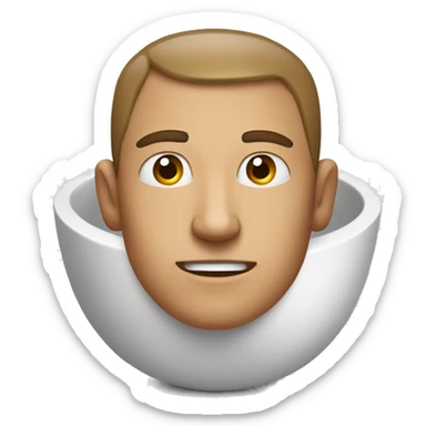 A MAN'S HEAD COMING OUT OF A WHITE BOWL sticker