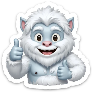 yeti thumbs up, smiling, winking sticker