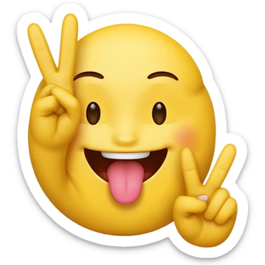 A yellow emoji face sticking it’s tongue between it’s fingers making a peace sign sticker