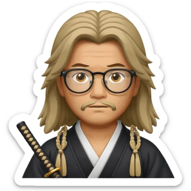 Long Haired Samurai with Glasses,Long-haired ronin adjusting spectacles sticker