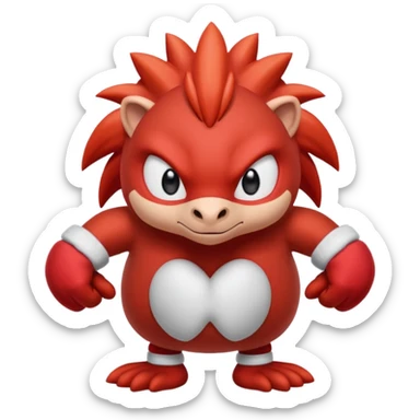 knuckles a red animal with peach arms and white mittens that have no fingers , he’s a echidna with red eyes sticker
