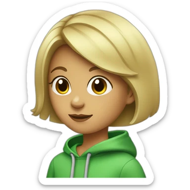 Girl-with-boy-haircut-and-green-hoodie sticker