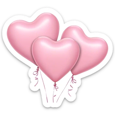 3 pastel pink heart balloons sticker