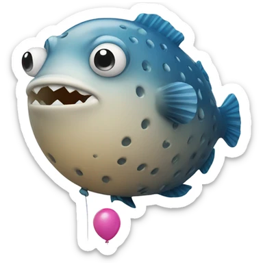 Blowfish holding a balloon sticker