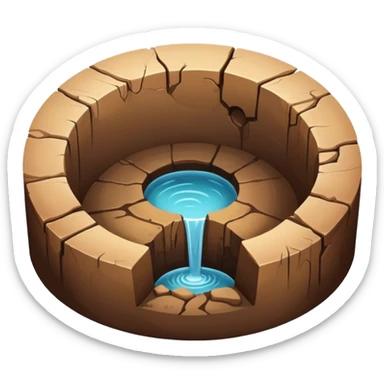 A deep hole or pit in the ground, often symbolizing a gap, depression, or an area of concern in a larger environment sticker
