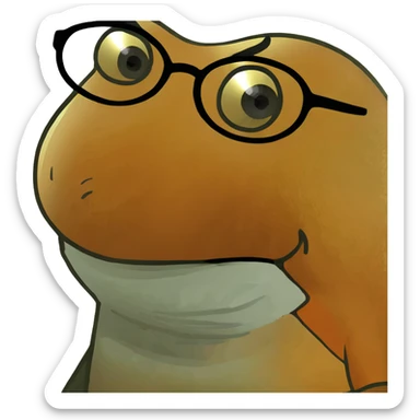 Funny goldfish character with round glasses and silly expression sticker