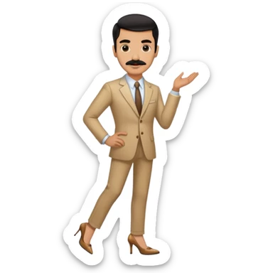 Man in high heels light brown with black hair and mustache  sticker