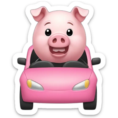 A-pig-in-a-car sticker