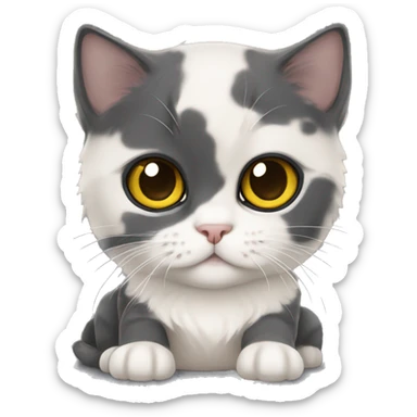 Tri color Scottish fold kitten with yellow eyes sticker