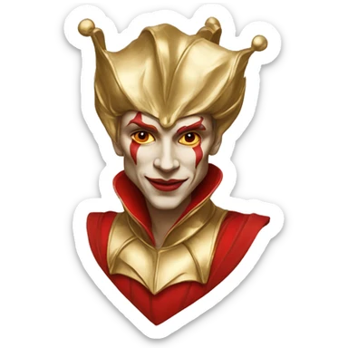 Jester high cheekbones, red, gilded  sticker