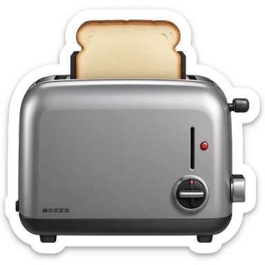 A low-resolution 8-bit pixel art emoji of a toaster, blocky and retro-style, with visible square pixels and a limited color palette. sticker