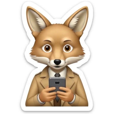 Coyote looking at his phone sticker