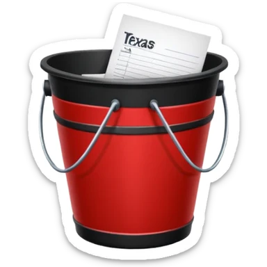 black bucket paper with names in it with red texas on front  sticker