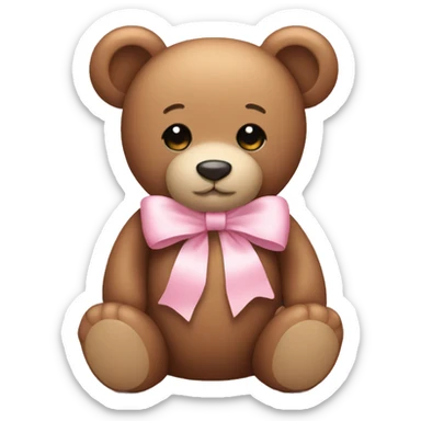 Teddy bear with light pink bow  sticker