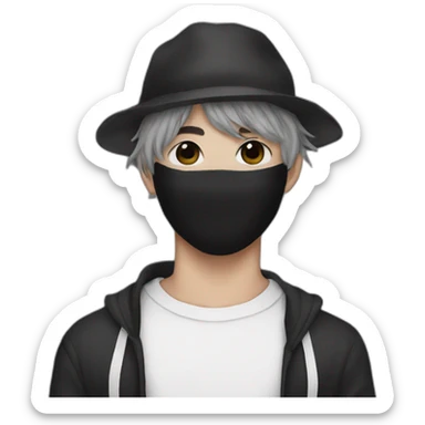 Kim Taehyung with a black mask sticker