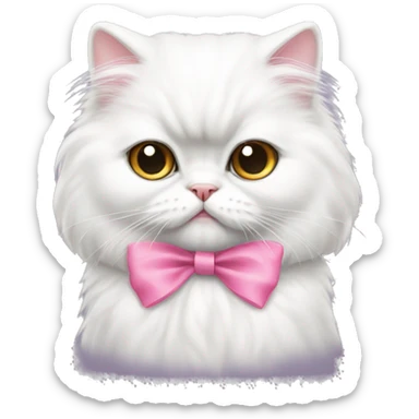 Cute white persian cat with a pink bow  sticker