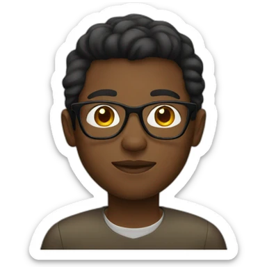 Young black man with glasses, apple style emoji  sticker
