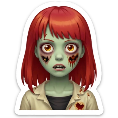 Uma menina de franja cheia, cabelos vermelhos e olhos de mel zumbi sticker