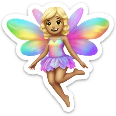 Iridescent fairy flying twinkle rainbow neon sticker