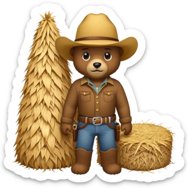 bear with cowboy hay sticker