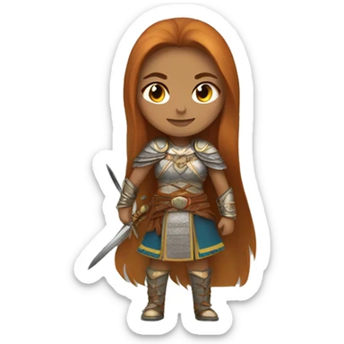 Brazilian female with ginger long hair wearing Mongolian warrior outfit sticker