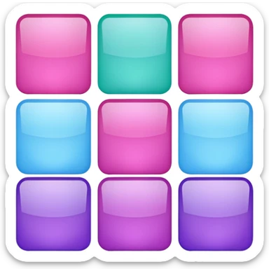 Block of 9 squares purple pink light blue green sticker