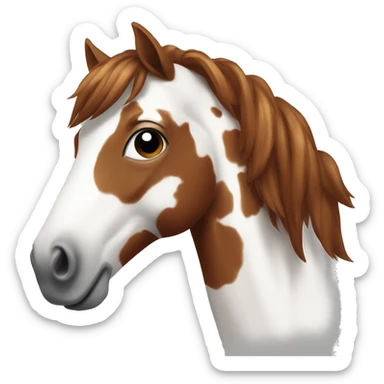 a red and white spotted horse with brown hair  sticker