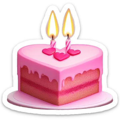Pink heart shaped cake with candles sticker