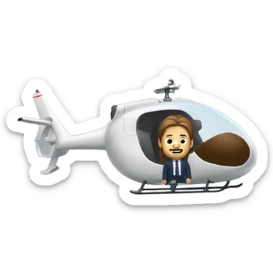 White Man with long brown hair flies rc helicopter  sticker