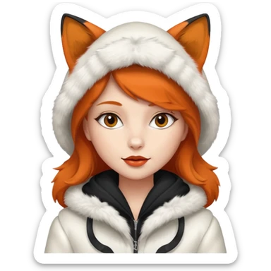 Girl, Fox Fur White Coat with Hood sticker