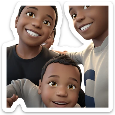 three boys smiling together sticker