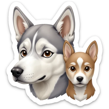 husky and fawn Great Dane  sticker