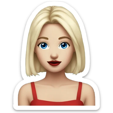 Realistic girl, blue eyes, red lipstick and fantastic  sticker