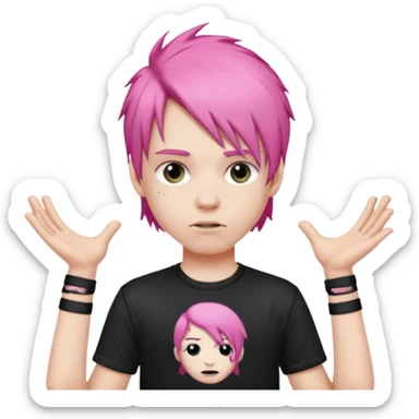 pink haired metalhead boy sticker