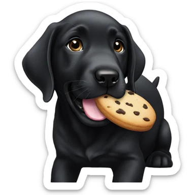 black labrador puppy eats cookie sticker