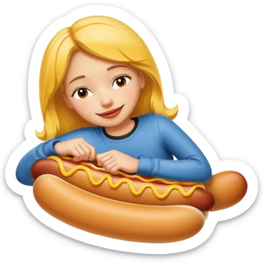 Girl smiling in handcuffs sleeping on hot dog  sticker