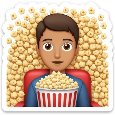 person watching a movie with popcorn sticker