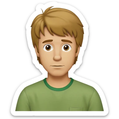 shaggy rogers, caucasian man, dark blonde, green shirt from scooby doo sticker