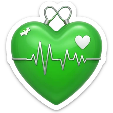 green heart with ECG heartbeat line sticker