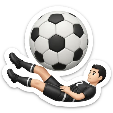 soccer ball in between player's legs sticker