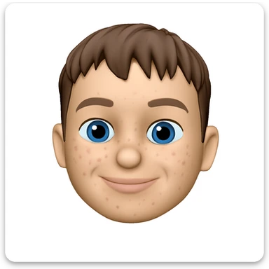 Convert this photo to a 3D emoji in Apple style, capturing the facial features and expression, with a clean background. The style should resemble Apple's 3D emoji style with smooth, rounded features and vibrant colors, maintaining the likeness and expression from the photo. sticker